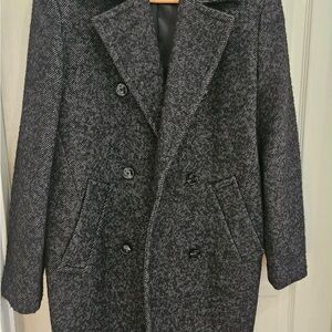 Mango Charcoal Pea Coat